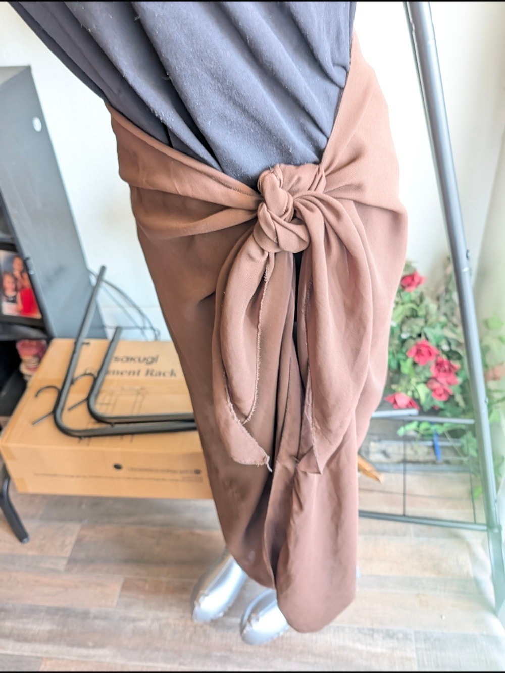 Scarf Sale ❤️7for $35: Brown Sheer Wrap Midi Skirt - Picture 4 of 7